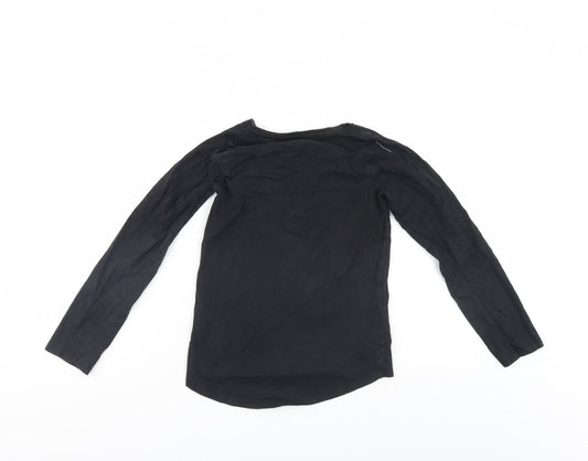 Nutmeg Girls Black Floral Pullover Jumper Size 9-10 Years