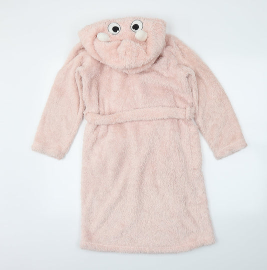M&Co Girls Pink Solid Capri Robe Size 9-10 Years