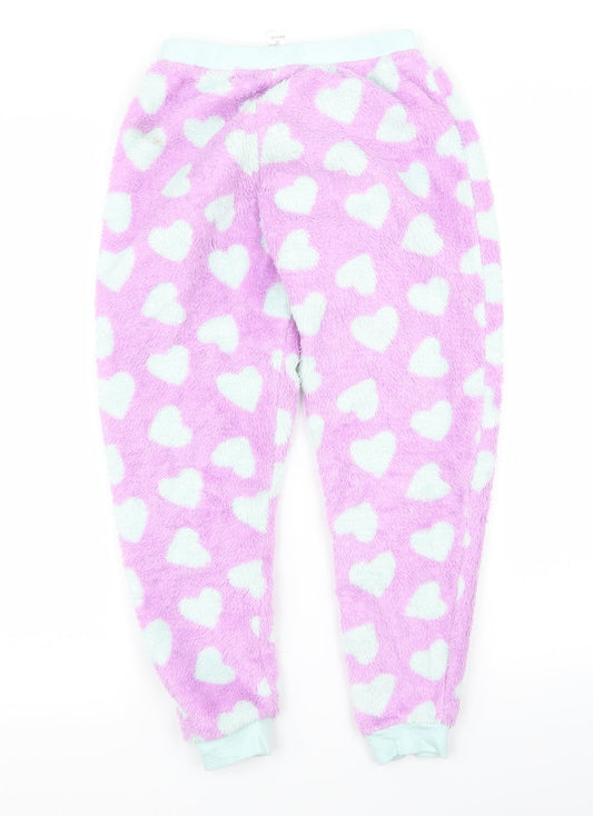 George Girls Pink Lounge Pants Size 7 Years - heart