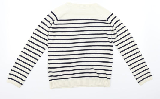 H&M Girls Beige Striped Pullover Jumper Size 9 Years