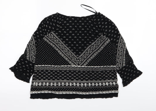 New Look Womens Black Geometric Basic Blouse Size 10