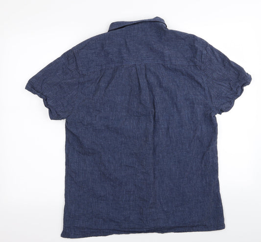 ACW58 Mens Blue Button-Up Size L