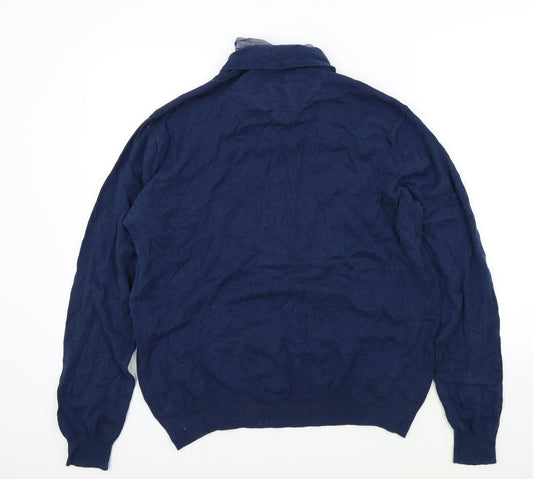 Ceader wood state Mens Blue Pullover Jumper Size L - shirt collar insert