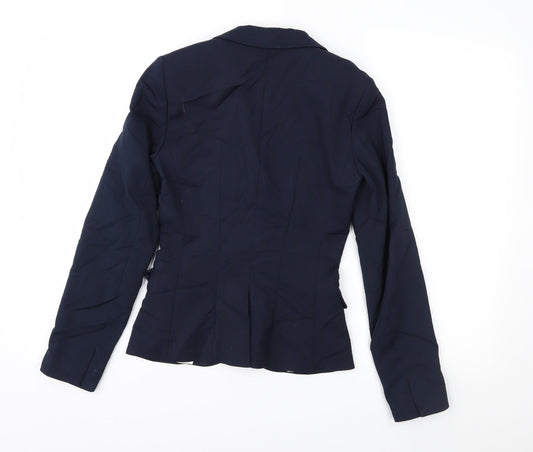 H&M Womens Blue Jacket Suit Jacket Size 4