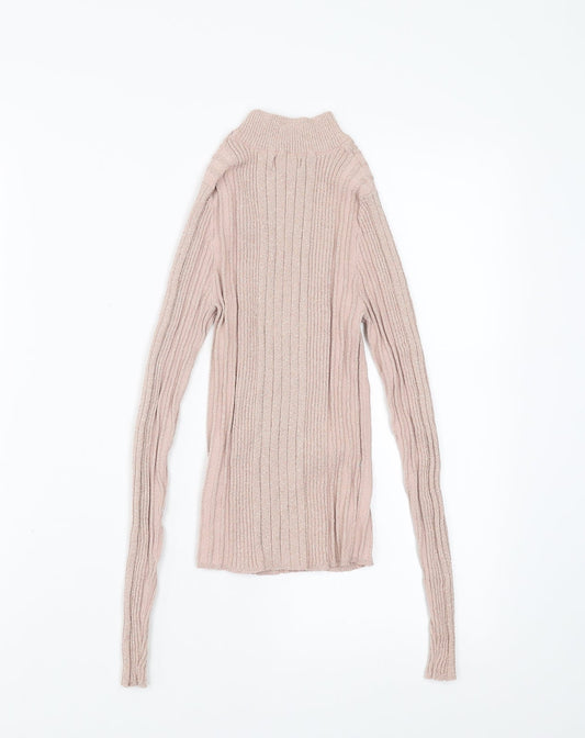 New Look Womens Pink Striped Pullover Jumper Size 8 - stretch fabric