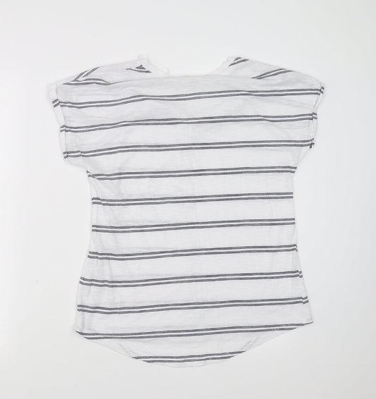 Papaya Womens White Striped Basic T-Shirt Size 10