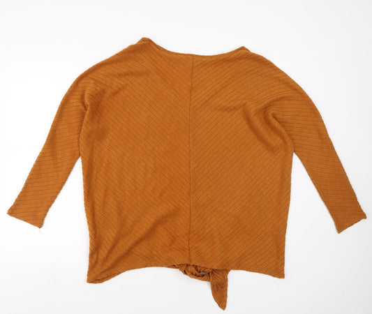PEP&CO Womens Brown Striped Pullover Jumper Size 16