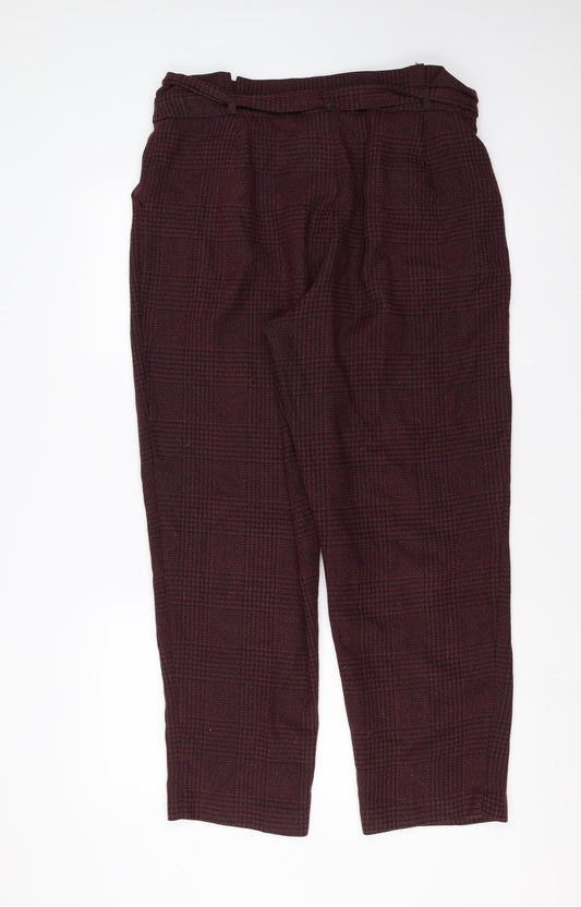 New Look Womens Purple Houndstooth Trousers Size 16 L28 in