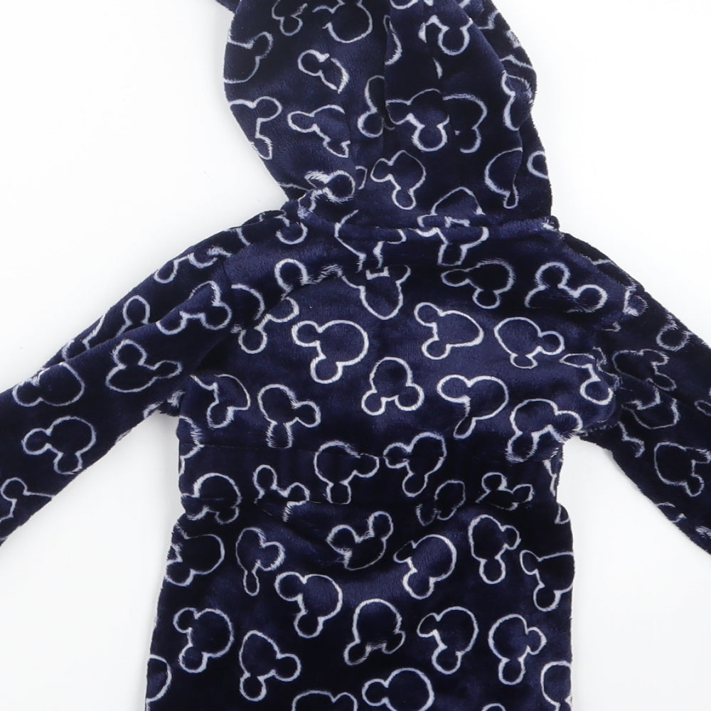Brand and care label for George boys’ blue geometric babydoll gown, size 6-9, months - mickey mouse