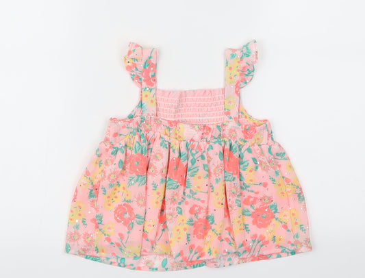 Little Lass Girls Pink Floral Basic Blouse Size 6 Years