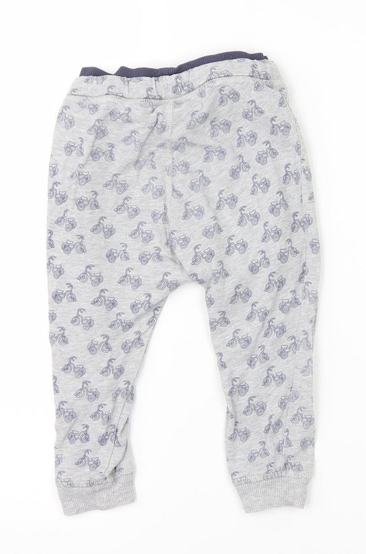 H&M Boys Grey Geometric Sweatpants Trousers Size 2 Years - Bicycles