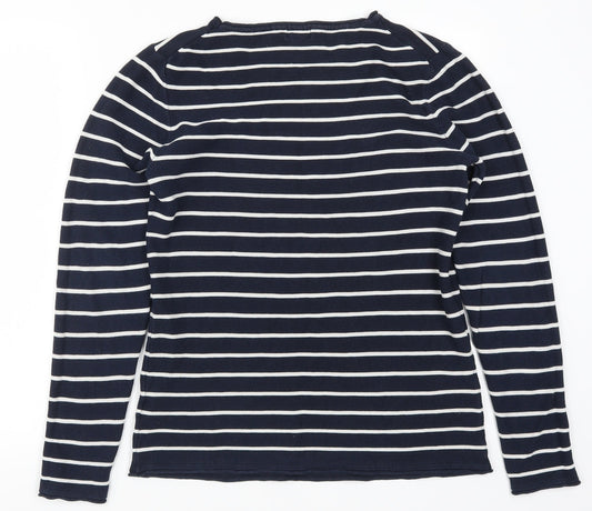 H&M Womens Blue Striped Pullover Jumper Size M