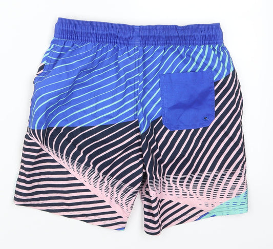 Preworn Mens Blue Striped Bermuda Shorts Size 26 in - Pink