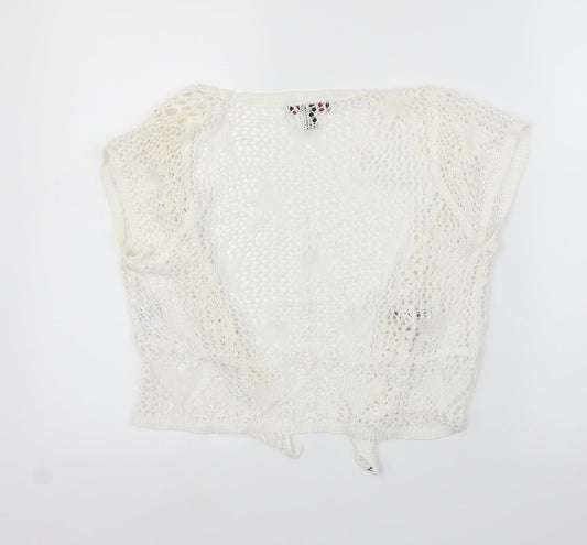 Mandi Womens White Cardigan Jumper Size 12
