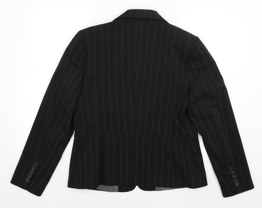 South Womens Black Striped Jacket Blazer Size 16