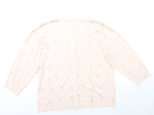 M&Co Womens Pink Knit Cardigan Jumper Size 20
