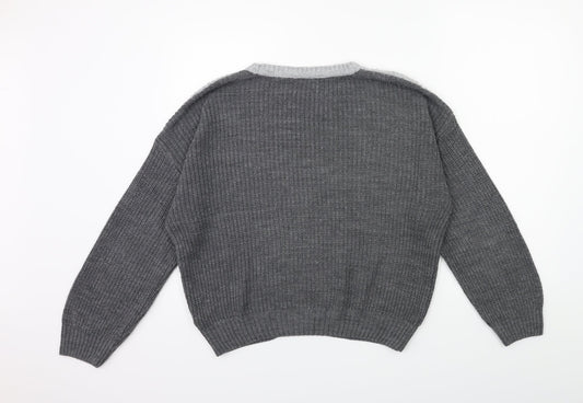 New Look Girls Grey Knit Pullover Jumper Size 14 Years