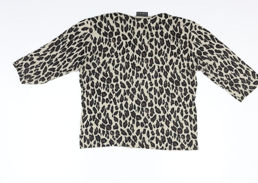 Alex & co Womens Beige Animal Print Pullover Jumper Size 16
