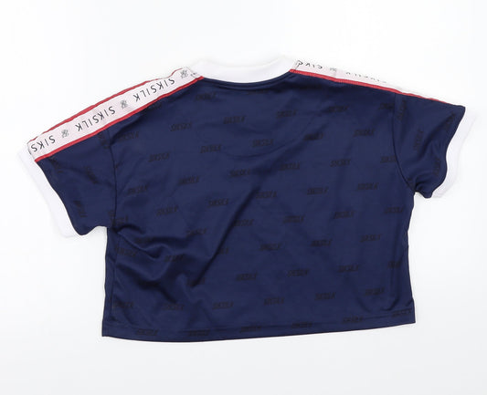 SikSilk Womens Blue Basic T-Shirt Size 8