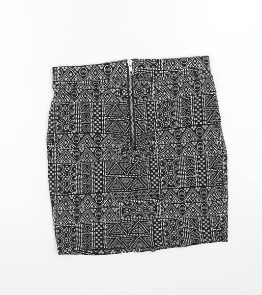 Newlook Girls Black Geometric A-Line Skirt Size 13 Years