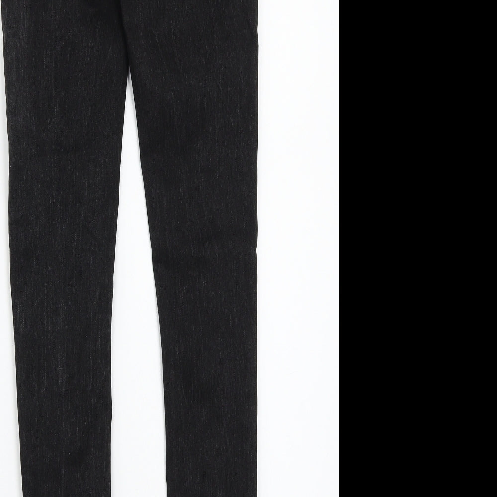Brand and care label for Denim & Co. women’s black skinny jeans, size UK 6, 28-inch leg