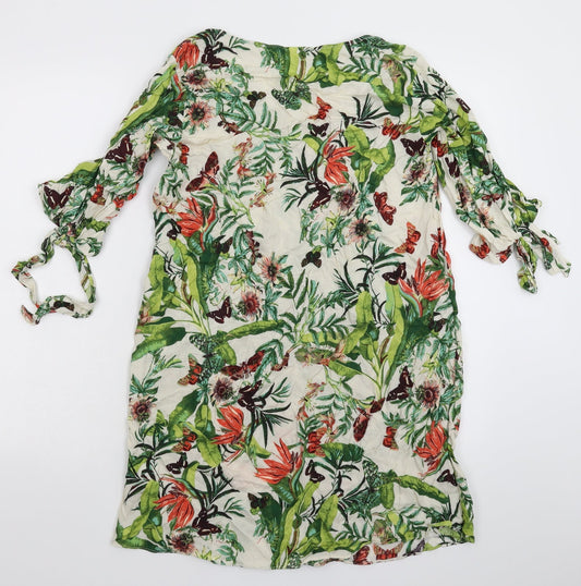H&M Womens White Floral Mini Size 10