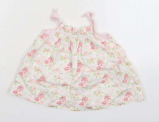 Mini Club Girls White Floral Tank Dress Size 3-6 Months