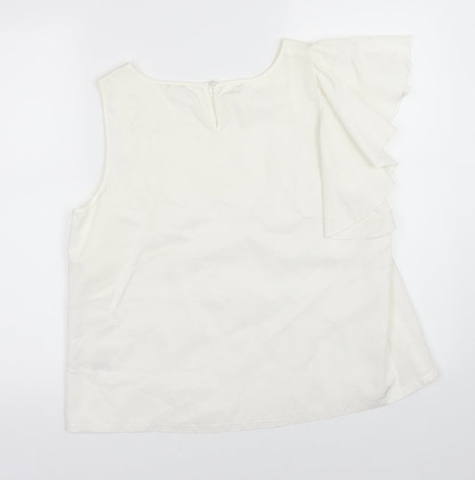 SOFT GREY Womens White Basic Blouse Size 16