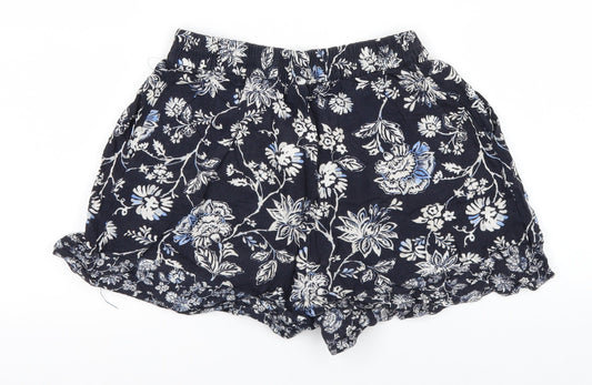 H&M Womens Blue Floral Hot Pants Shorts Size 4
