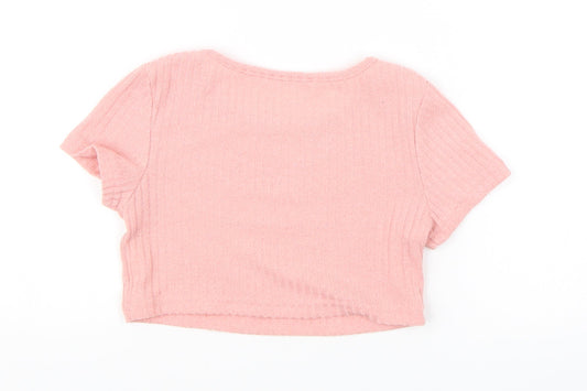 SheIn Girls Pink Basic T-Shirt Size 7 Years