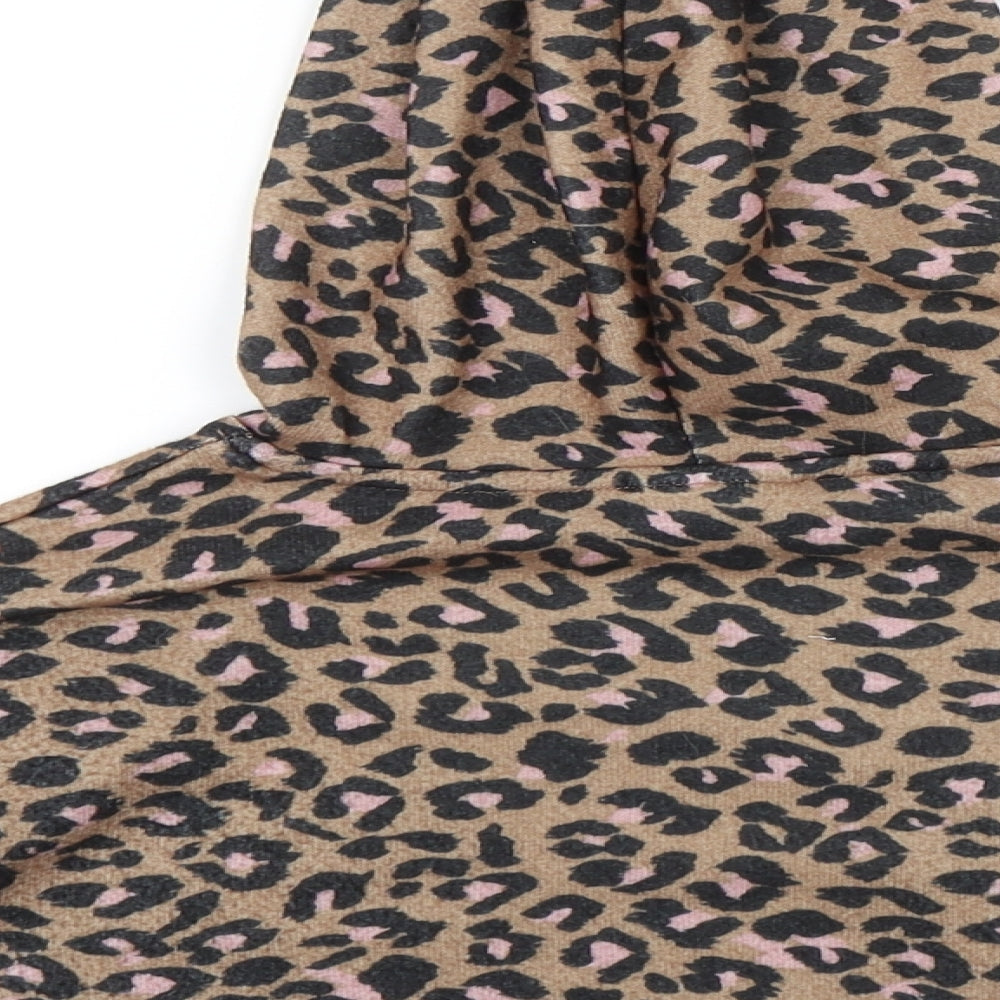 Brand and care label for I Love girls’ wear girls multicoloured animal print pullover hoodie, size 7, years - cropped