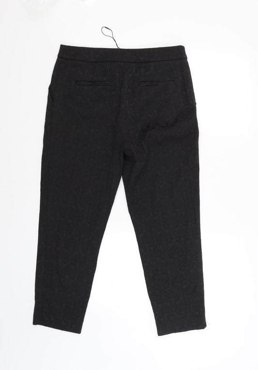 Soon Womens Black Floral Trousers Size 10 L25 in