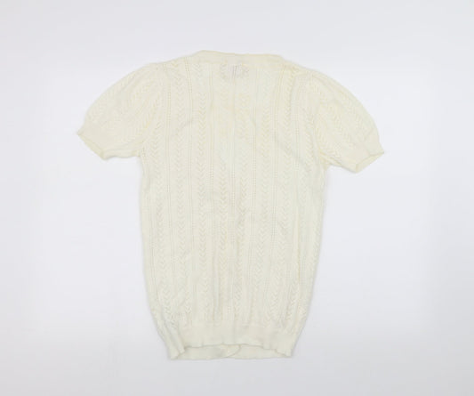 Preworn Womens White Cardigan Jumper Size M