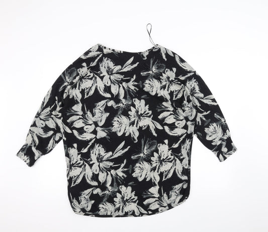 Stella Womens Black Floral Pullover Jumper Size 12