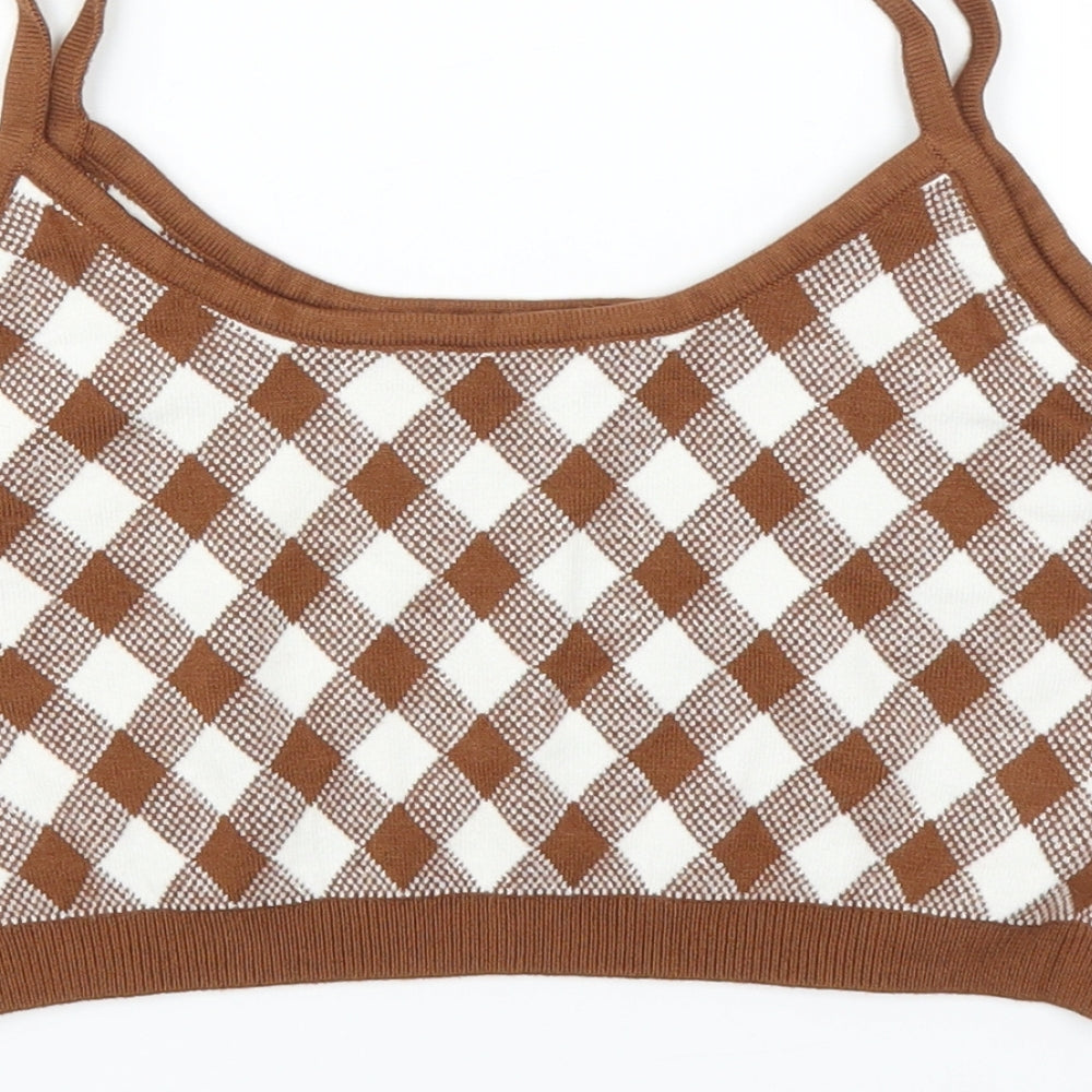 SheIn Girls Clear Argyle/Diamond Cropped Tank Size 12-13 Years