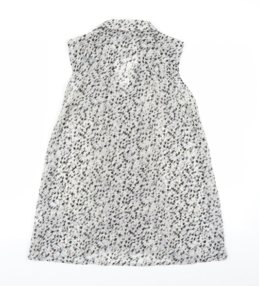 H&M Womens Grey Polka Dot Basic Button-Up Size 8