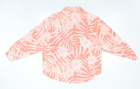 Preworn Womens Pink Floral Basic Blouse Size 14