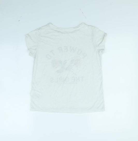 H&M Girls White Basic T-Shirt Size 12 Years