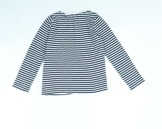 NEXT Girls Blue Striped Basic T-Shirt Size 7 Years