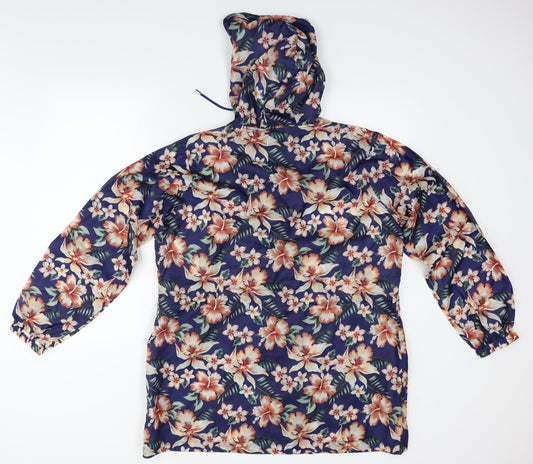 Intuition Womens Blue Floral Biker Coat Size M