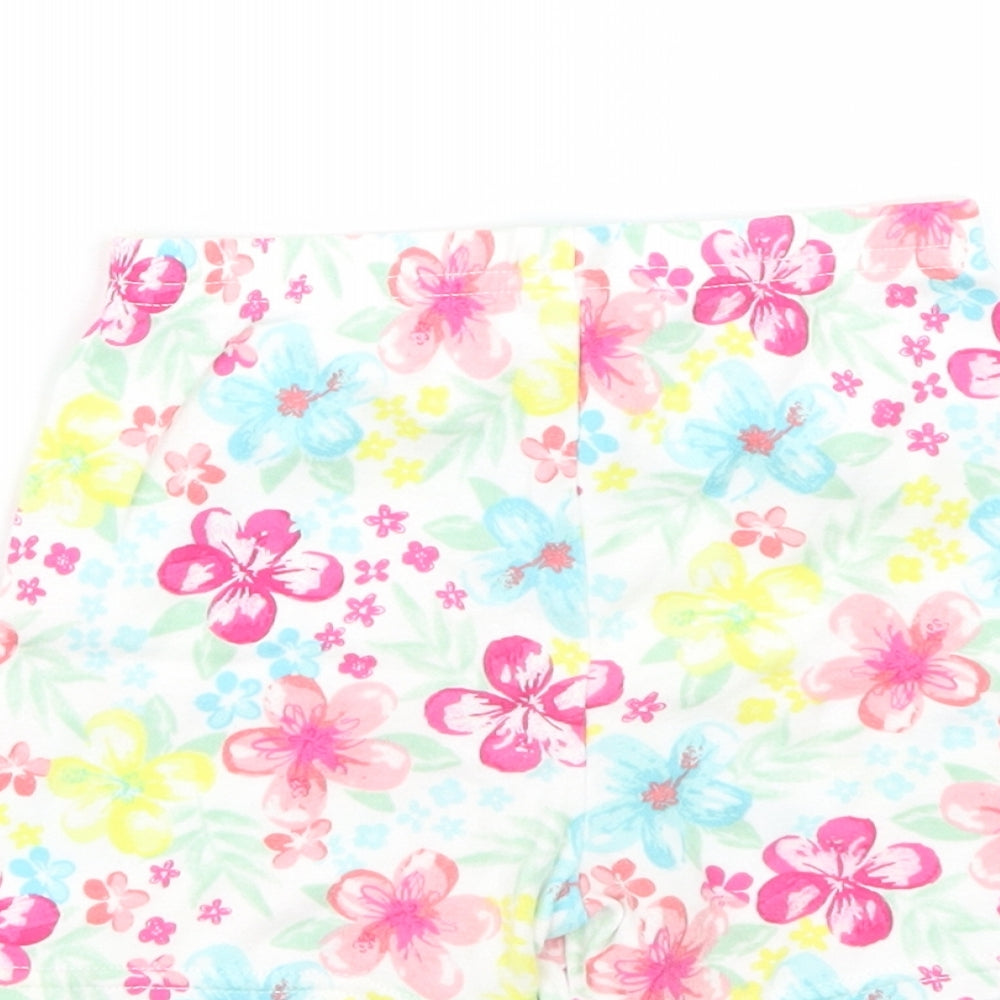 Brand and care label for Disney girls’ multicoloured floral cropped trousers, size 12-18, months