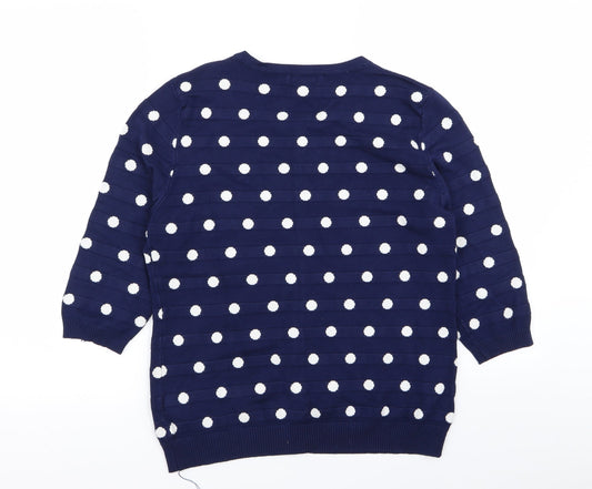 sasa Womens Blue Polka Dot Cardigan Jumper Size L