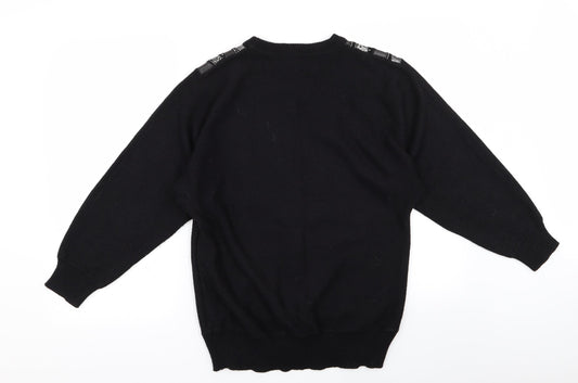 sanco Womens Black Geometric Pullover Jumper Size M