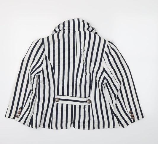 Zuppe Womens Blue Striped Jacket Blazer Size 12