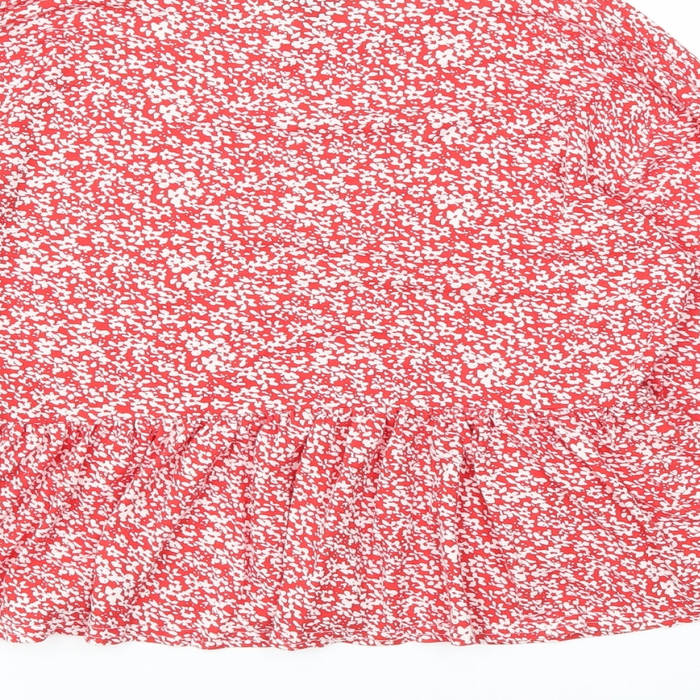 Wednesday's girl Womens Red Floral Camisole T-Shirt Size M