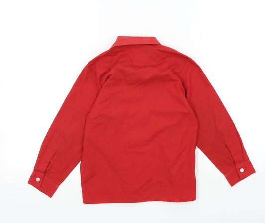 Denby Dale Girls Red Colourblock Basic Button-Up Size 3-4 Years