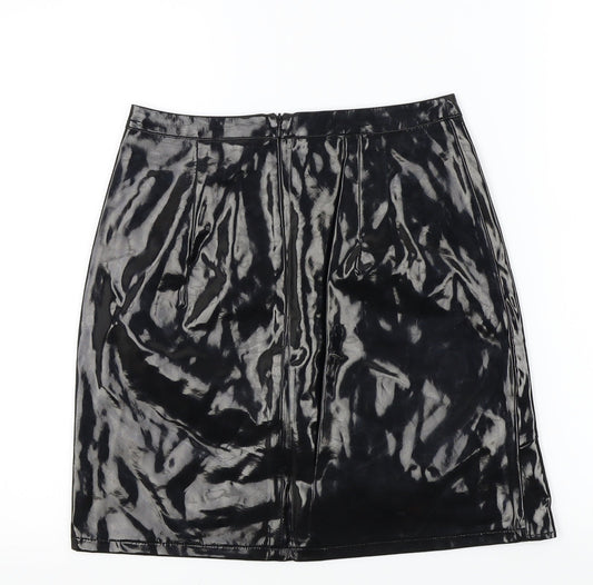 MAD BUT MAGIC Womens Black A-Line Skirt Size S - Frill Detail
