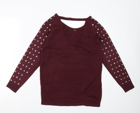 BE YOU Womens Purple Pullover Jumper Size 12