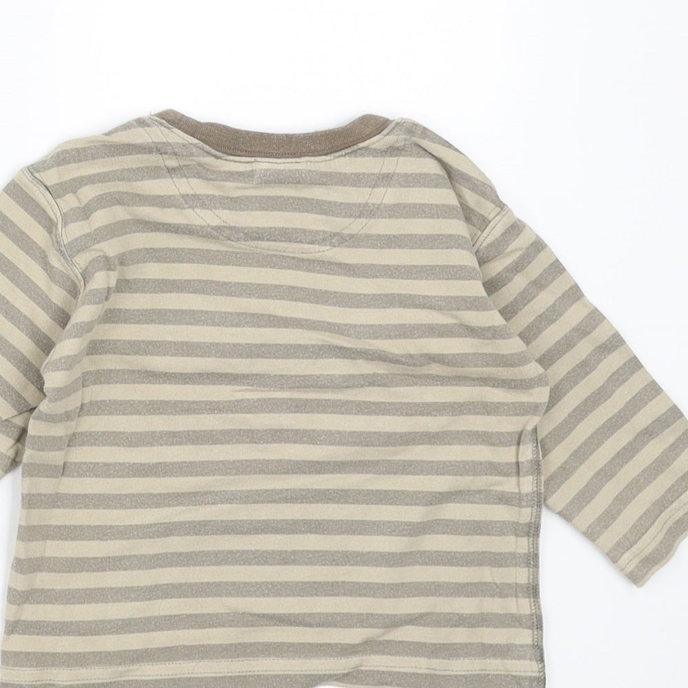NEXT Boys Beige Striped Basic T-Shirt Size 3-6 Months - lorry