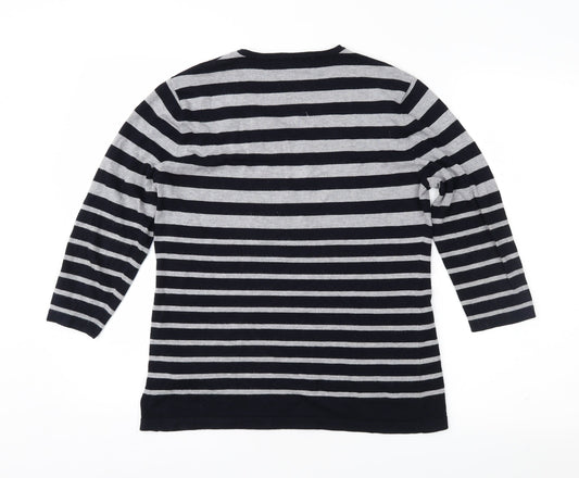 Gerry Weber Womens Blue Striped Pullover Jumper Size 14